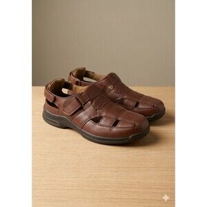 Oasis Tyler CM011BRNALL Men’s Brown Leather Dress Sandals Size 11 M Hook & Loop